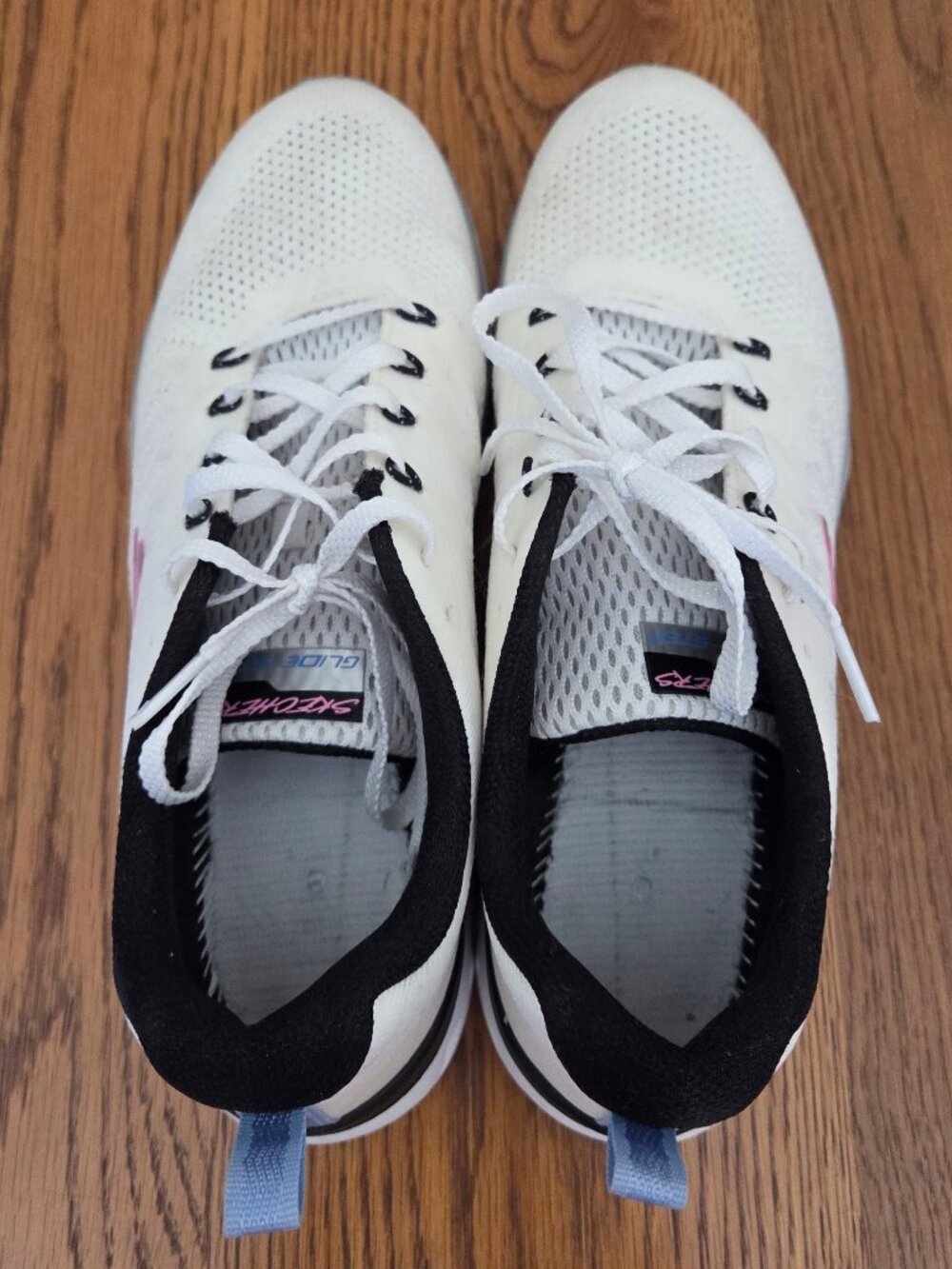 Skechers Glide-Step Athletic Walking Shoes White/Pink Women's Size 10